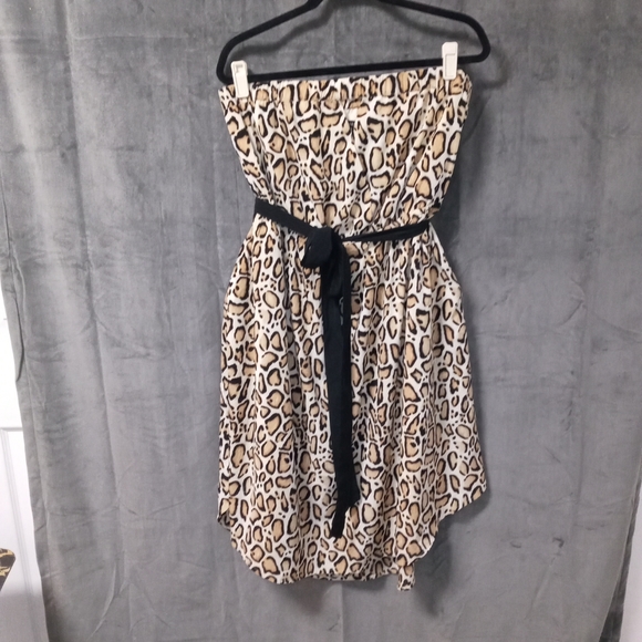 Lane Bryant Strapless Leopard Print Dress with Black Ribbon Belt Size 14 - Picture 4 of 6